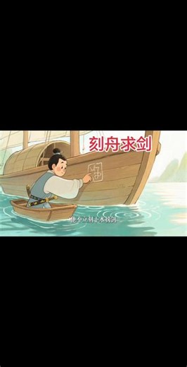 趣味成语小故事～刻舟求剑 死守老旧办法，不懂变通，难以解决变化的问题。##话题：#刻舟求剑 #儿童早教 #成语典故#中国古诗词动漫