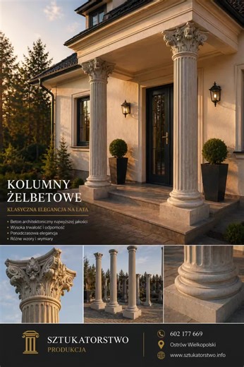 📞 602 177 669 📍 Ostrów Wlkp. 🌐 www.sztukatorstwo.info #detalarchitektoniczny #fontanny #luksusowyogrod ##imitacjapiaskowca #kolumnybetonowe