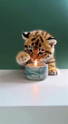 Baby Tiger Falls in Love with Our Handmade Candle 🐯🕯️