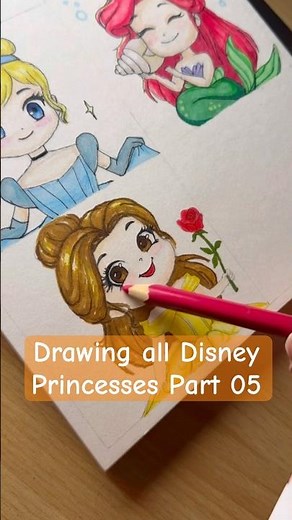 Disney princess drawing series part 05 | Drawing Belle, beauty and the beast | cute and easy drawing