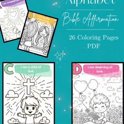 ABC Bible Affirmations: A Coloring Journey of Faith – Printable Bible Verse Coloring Pages for Kids