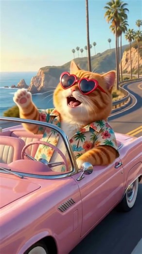 The perfect summer road trip song 🚗 This cat is living my dream life ☀️ #musicmaker #shorts