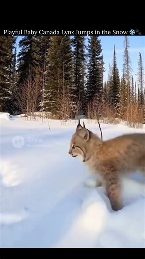 Playful Baby Canada Lynx Jumps in the Snow ❄️🐾