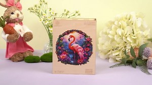 Jigfoxy Wooden Puzzles for Adults, Flamingo Wood Puzzle for Adults, Unique Animal-Shaped Wooden Jigsaw Puzzle, Christmas Thanksgiving Gifts for Family and Friends (XL-17.3 * 16.7in-490pcs)