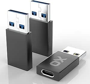 Ox Power [10Gbps] USB to USB C Adapter: Small but Mighty! High-Speed Type-c to USB Adapter. [USB-C 3.2] USB C to USB A Adapter for Charging & Data Transfer (Black, USB-C Female (3-Pack))