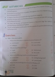 LET'S RECALL- Control panel in Windows is used to change the s... | Filo