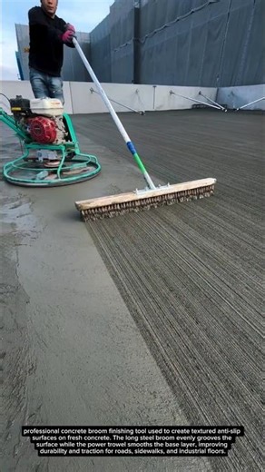 Amazing Concrete Broom Finish Technique! Road Surface Texturing Tool Satisfying Construction Process