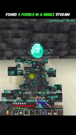 3 Fossils in a one stream #minecraft #fossils #rare