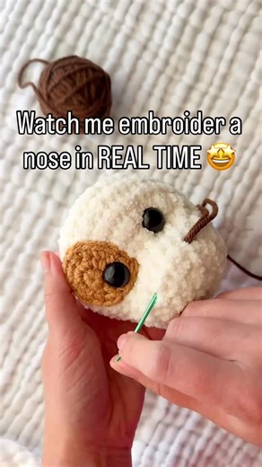 6.5K views · 493 reactions | REAL TIME. Sometimes I have to speed up videos to fit time frames, but this one is pure! The only thing I edited was lighting and tying it off. Want to make your own adorable puppy face? This nose belongs to my puppy snuggler pattern, available on my website! Do you live or hate the embroidery part? I love it when it goes well, there is a lot of swearing when it doesn’t  #amigurumi #crochettoys #crochet | The Friendly Red Fox | Facebook
