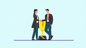 Animated of goal client first trophy. Client First concept. Full length animated illustrations. High quality 4k footage