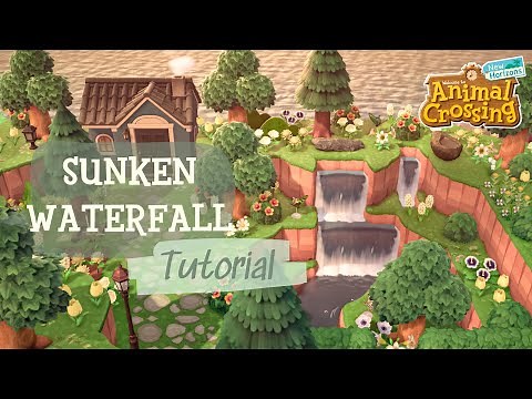 Terraforming Tutorial: Sunken Waterfall Speed Build // Animal Crossing: New Horizons