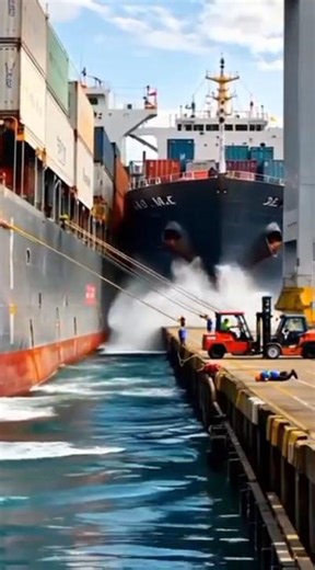 Horrifying! A Giant, Out-of-Control Ship Crashes Right Behind! 🚢💥