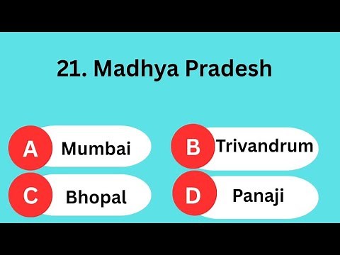 India : States and Capitals Quiz | Learn Indian states and capitals