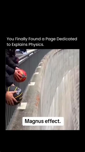 Explains Physics on Instagram: "A video showing the Magnus effect, gravity, and angular momentum highlights how motion changes when different forces interact. The Magnus effect makes spinning objects curve through the air, while gravity constantly pulls them downward, shaping their path. As objects spin, angular momentum keeps them stable and gives them the ability to maintain direction even while moving. This combination shows how rotation can overpower simple straight-line motion and create su