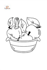 Coloring page Autumn - Apples and Сaterpillar ♥ Online and Print!