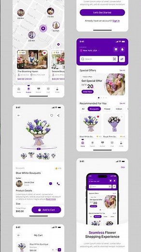 Flower Delivery Mobile App UIUX Design | Flower Shop App UI Design | Figma | App UI Design | App UX