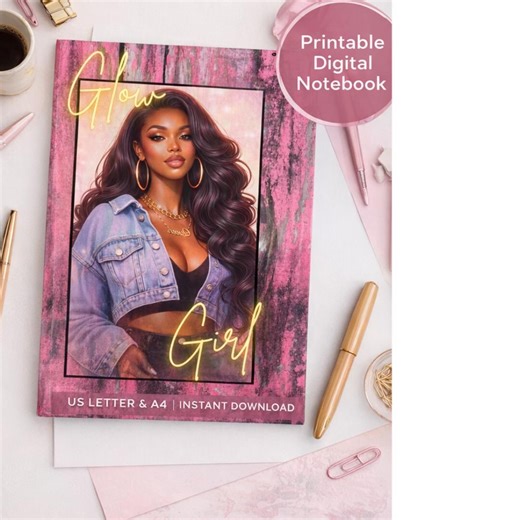 2026 Printable Notebook, Aesthetic Pink Journal, Glow Girl Digital Notebook, Printable Lined Pages, Instant Download - Etsy
