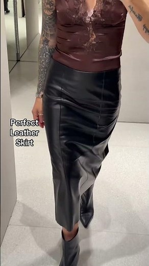Perfect ‪@zara‬ leather skirt ❤️‍🔥I’m trying size S/36🙌#zarahaul