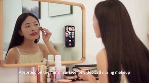 2 Pack Suction Cup Phone Case Mount Double-Sided,Silicon Sticky Phone Stand for iPhone and Android, Hands-Free Strong Grip Holder for Selfies and Videos - Black