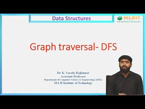 LEC70| Data Structures | Graph Traversal - DFS by Dr. K. Varada Rajkumar