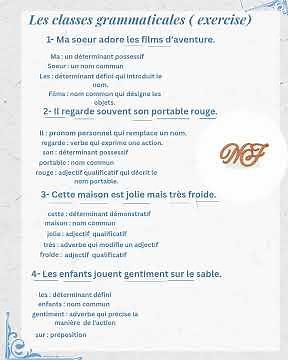 Les classes grammaticales : #exercise #grammaire_française#bac