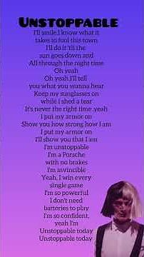 Unstoppable - Sia | #unstoppable #lyrics #music #song