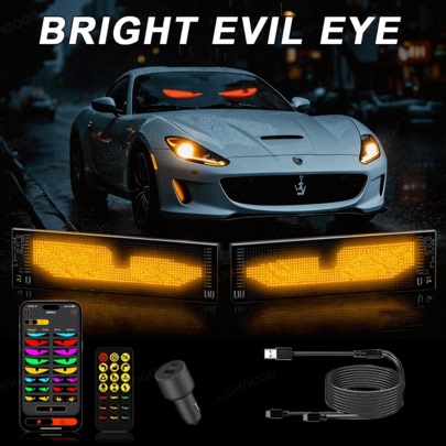 1-Tow-2, 13.7*3.93 Inch Demon Eye Windshield Lights: 20*64 Pixel LED Light Strip, With APP And Remote Control - 5V USB Programmable Digital Lighting Display, Cool Trim For Cars, SUVs And Trucks, Automotive LED Accessories. | SHEIN