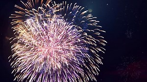 4K Multi color Multiple shape Explosion display sky night Seamless Loop Background | Premium Stock Video Footage