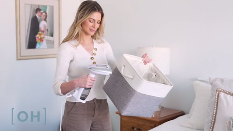 OrganiHaus 12x12 Cube Storage Bins 4 Pack, Foldable Cube Storage Organizer w/ Rope Handles, Collapsible Fabric Bins for Toys, Clothes & Closet Organization, Fabric Square Baskets - Gray/White