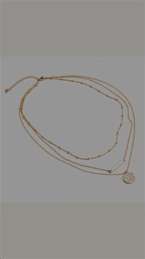 Gold Layered Choker Necklace with Dainty Coin and Bar Pendants #Jewelry