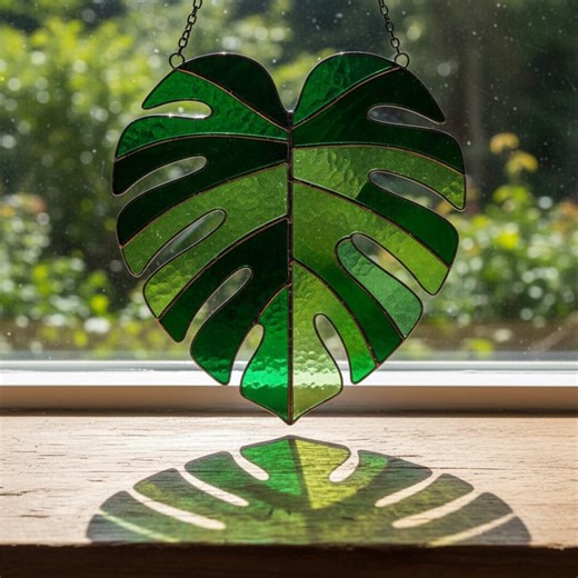 Monstera Leaf Stained Glass Pattern, Modern Suncatcher Template (digital Download) - Etsy