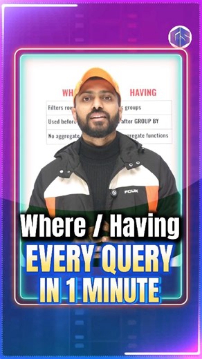 Gate Smashers on Instagram: "SQL WHERE vs HAVING Explained | Quick Group‑By Tutorial #sql #SQLCommands"