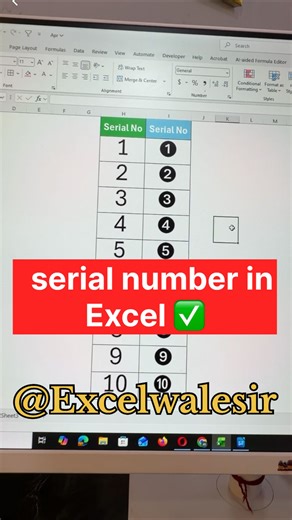 Serial number in Excel #excelwalesir #microsoftoffice #excelhacks #ytshorts #serial | Excel Wale Sir