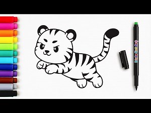 How to Draw a Tiger Easy | Drawing and Coloring Step by Step