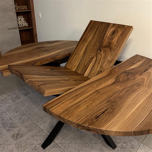Extendable Dining Table in Solid Walnut Wood With Leaves- 4-10 Seats - Etsy Ireland