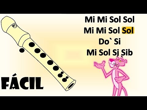 *_* La pantera rosa *_* flauta dulce fácil, tutorial con animación, canción fácil