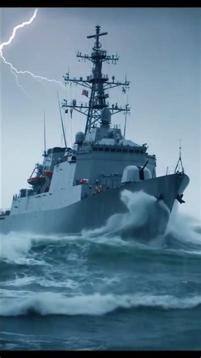 warships sailing in rough seas