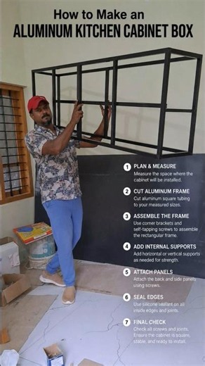 How to make an aluminum kitchen cabinet box #youtubeshorts #home #wardrop #diy #kitchen