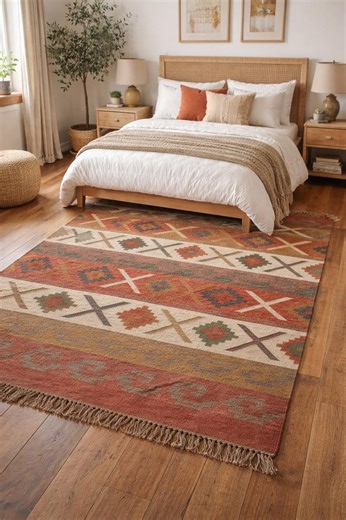 Handwoven Southwestern Tribal Rug, Vintage Navajo Style Wool Rug, Geometric Boho Area Rug, Native Pattern Rustic Carpet, Aztec Rug Decor - Etsy