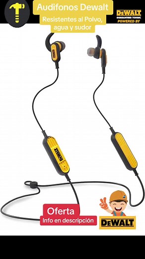 Auriculares DEWALT Bluetooth Resistentes al Agua y Polvo