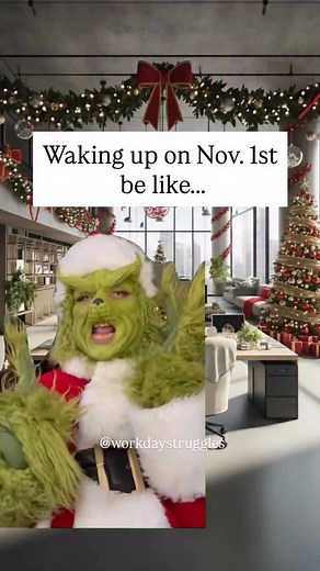 November 1st is basically Christmas Eve Eve Eve Eve Eve…🎄🤣 Follow @workdaystruggles for more relatable and funny work memes. #holidaymood #funnyreels #mariahcareyseason #holidayseason #workdaystruggles #seasonalshift #relatablememes #thegrinch #christmasmode #christmasspirit #christmasiscoming November 1st memes, Christmas memes, Grinch meme, funny holiday reels, work memes, holiday season content, Christmas spirit meme, Mariah Carey season, workplace Christmas humor, holiday transition meme |