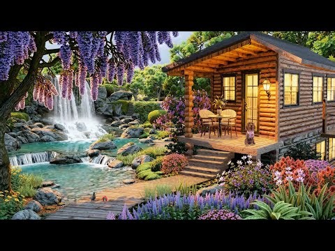 Enchanting Spring Cottage by the Waterfall – Beautiful Relaxing Music, Water & Bird Sounds