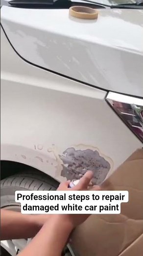 Professional steps to repair damaged white car paint