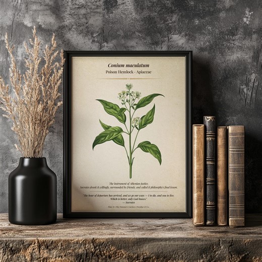 Poison Hemlock Botanical Print, Conium Maculatum Wall Art, Vintage Poison Plant Decor, Dark Academia Printable, Gothic Botanical Download - Etsy