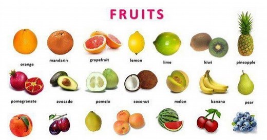 Nomes de frutas em inglês