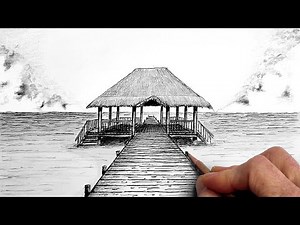 Drawing a PIER with GAZEBO | Easy One Point Perspective | Step-by-Step for BEGINNERS