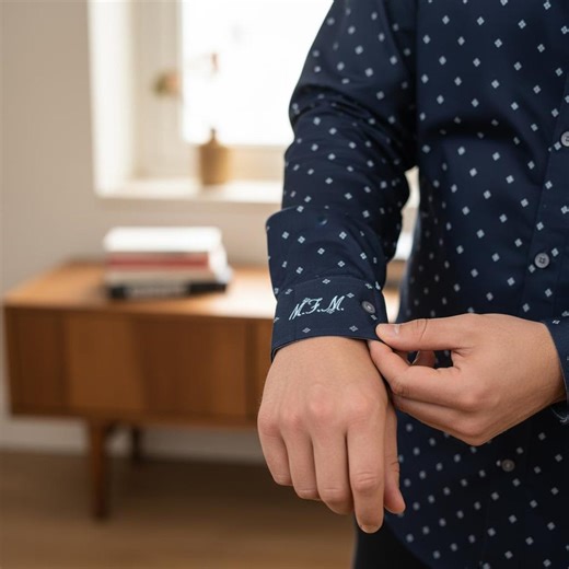 Personalized Embroidered Dress Shirt for Men, Custom Cuff Initials, Stretch Jersey Long Sleeve Button Down, Unique Gift for Him - Etsy