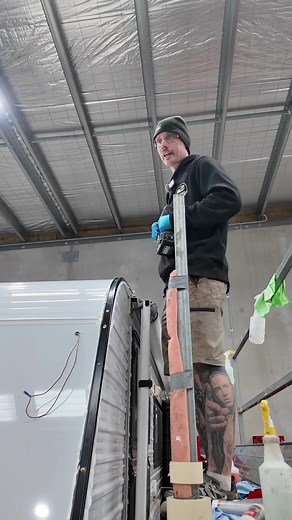 So many experts in the comment sections trying to school us 😅 Yes, we waste silicone, no our jobs don’t come back leaking 😅 #silicone #doneright #caravan #repair #travel
