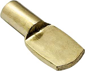 50 Pack Rok Hardware Heavy Duty 1/4" (6.35mm) Shelf Pin Spoon Shaped Cabinet Support Pegs Holder, Metal, Brass Finish - ROKSP14B