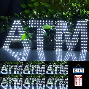 Led ATM Sign of White Light, 30"x10" Large ATM Sign for Business, ATM Merchandise with Hanging Installation, Super Bright Led for Store Window
